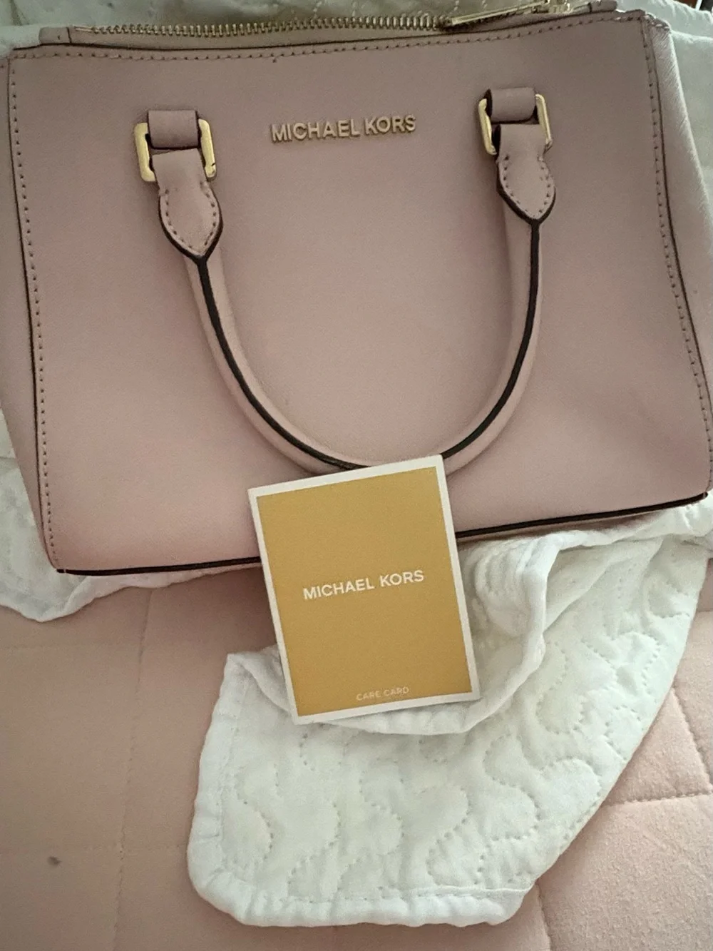 Michael Kors Blush Pink Leather Satchel with Gold Hardware